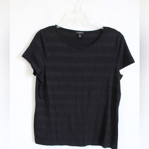 Talbots Black Striped Shimmer Top  Petite